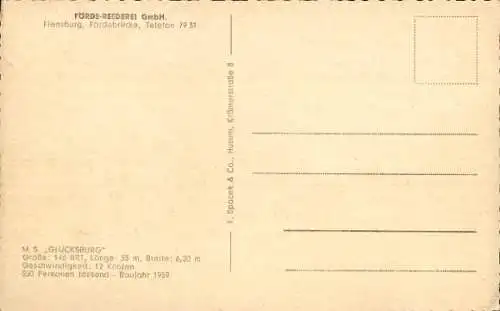 Ak Flensburg, Motor Schiff Glücksburg Förde Reederei