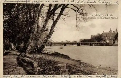 Ak Landsberg am Lech Oberbayern, Teilansicht, englischer Garten