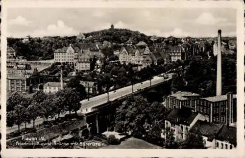 Ak Plauen im Vogtland, Friedrich August Brücke mit Bärenstein