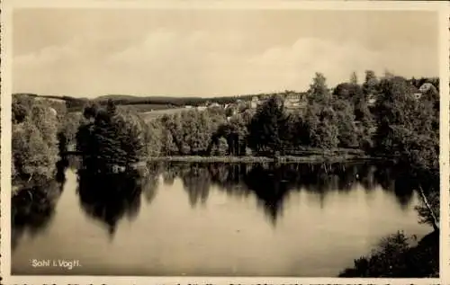 Ak Sohl Bad Elster im Vogtland, Gasthof Sohl, Wasserpartie