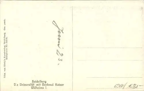 Ak Heidelberg am Neckar, Universität, Denkmal Kaiser Wilhelm I.