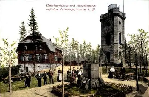 Ak Wildenthal Eibenstock im Erzgebirge, Auersberg, Unterkunftshaus, Aussichtsturm