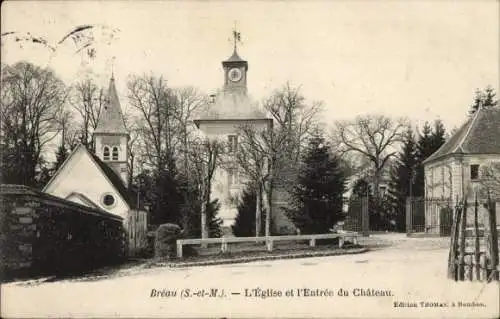 Ak Breau Seine et Marne, Kirche, Schlosseingang