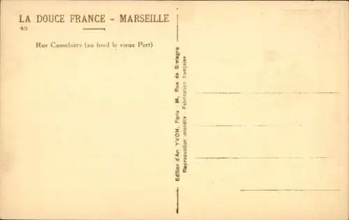 Ak Marseille Bouches du Rhône, Rue Cannebière, Straßenbahn