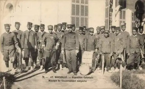 Ak Marseille Bouches du Rhône, Kolonialausstellung, Musik der madagassischen Regierung