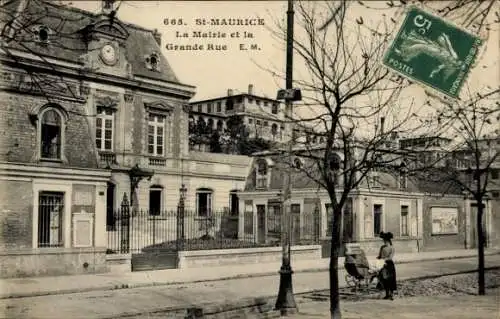 Ak Saint Maurice Val-de-Marne, Mairie, Grande Rue