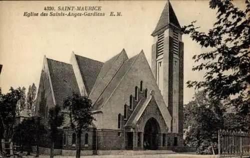 Ak Saint Maurice Val de Marne, Église Saint Anges Gardiens