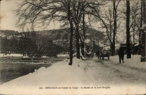 Ak Besançon Doubs, Fort Bregille, Schneewetter