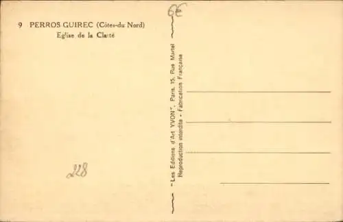 Ak Perros-Guirec Côtes-d’Armor, Eglise de la Clarté
