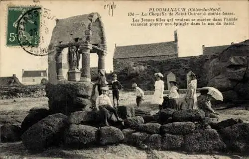 Ak Ploumanach Ploumanac'h Perros-Guirec Côtes-d’Armor, Chapelle de Saint-Guirec a Maree basse