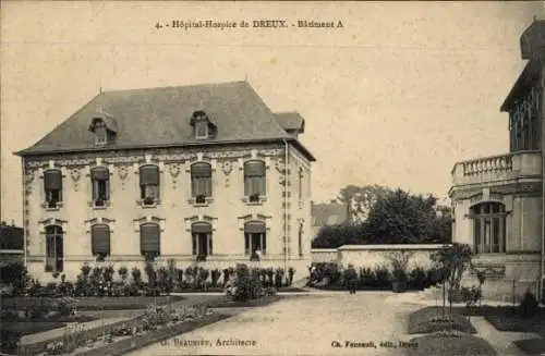 Ak Dreux Eure et Loir, vue générale de l'Hôpital Hospice, Bâtiment A