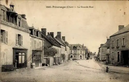 Ak Préveranges Cher, La Grande Rue