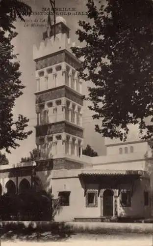 Ak Marseille Bouches du Rhône, Exposition Coloniale 1922, Palais de l'Algerie, Le Minaret