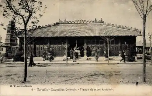 Ak Marseille Bouches du Rhône, Exposition Coloniale, Maison de repos Annamite