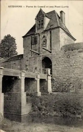 Ak Auxonne Côte-d'Or, Porte de Comte und sein Pont Levis