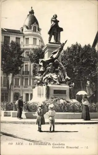 Ak Nizza Nizza Alpes Maritimes, Gambetta-Denkmal