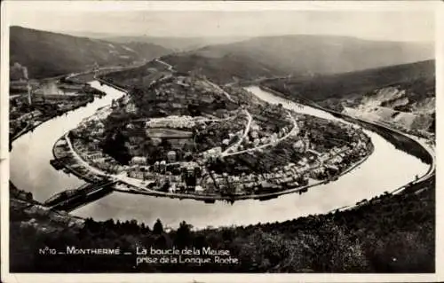 Ak Monthermé Ardennes, La boucle de la Meuse prise de la Longue Roche