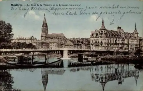 Ak Mézières Ardennes, Le Pont de la Victoire, Batiment Communal