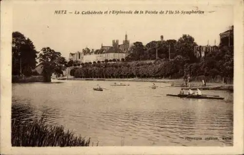 Ak Metz Moselle, Kathedrale, l'Esplanade de la Pointe de l'Ile St-Symphorien