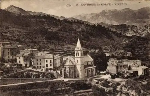 Ak Vivario Haute Corse, Gesamtansicht, Kirche