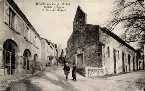 Ak Bruniquel Tarn et Garonne, Mairie, Kirche, Rue du Beffroi