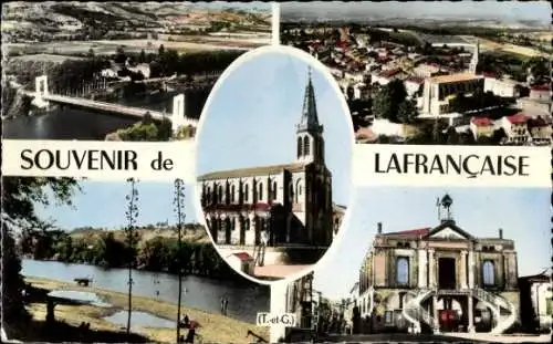 Ak Lafrançaise Tarn et Garonne, Gesamtansicht, Brücke, Kirche