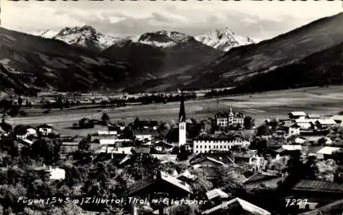 Ak Fügen im Zillertal Tirol, Gesamtansicht, Gletscher