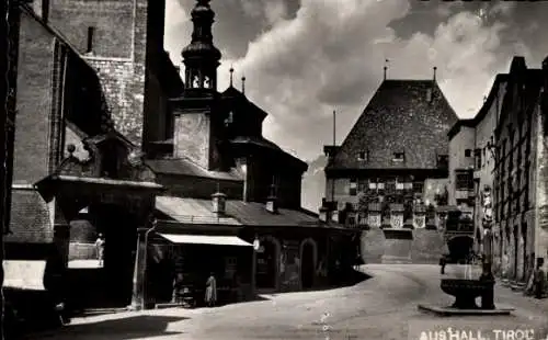 Ak Hall in Tirol, Straße, Geschäfte