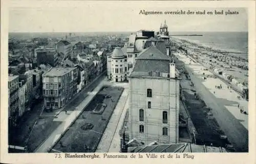 Ak Blankenberghe Blankenberge Westflandern, Panorama der Stadt, Strand