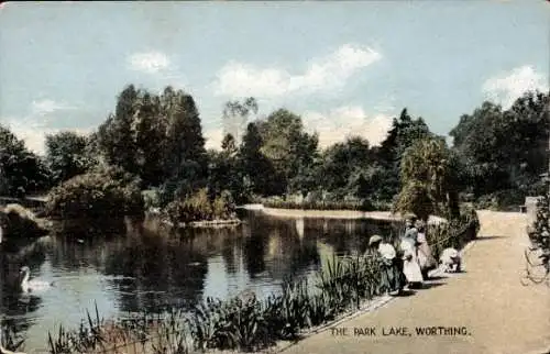 Ak Worthing West Sussex England, Park Lake