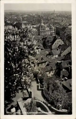 Ak Graz Steiermark, Stadt von der Schlossbergbürgerbastei