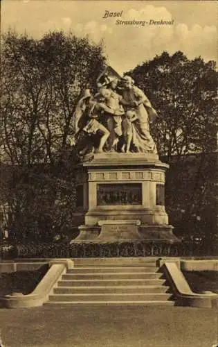 Ak Basel Bâle Stadt Schweiz, Strassburg Denkmal