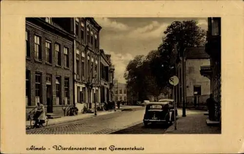 Ak Almelo Overijssel Niederlande, Wierdensestraat mit Rathaus