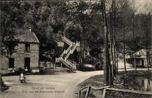 Ak Geulem Houthem Limburg Niederlande, Treppe zum Roman Rock Park