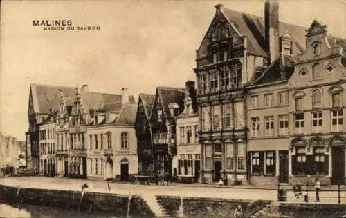 Ak Malines Antwerpen, Maison du Saumon, Straßenpartie