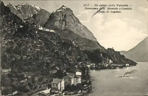 Ak San Mamette Lago di Lugano Tessin Schweiz, Panorama, Castello