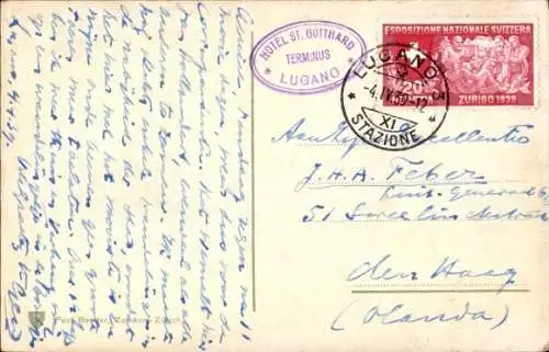 Ak Gandria Lago di Lugano Tessin Schweiz, Turm, Treppe