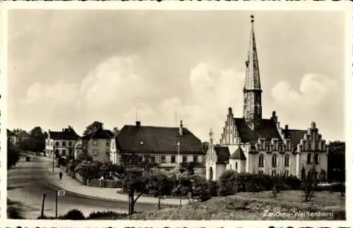 Ak Weißenborn Zwickau in Sachsen, Kirche, Straßenpartie