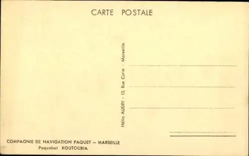 Ak Paquebot Koutoubia, Compagnie de Navigation Paquet, CNP