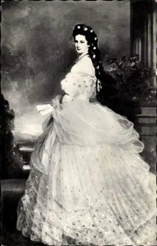 Künstler Ak Winterhalter, Kaiserin Elisabeth von Österreich Ungarn, Sisi, Standportrait