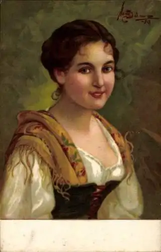 Künstler Ak Süß, J., Gretl, Gemaltes Frau-Portrait