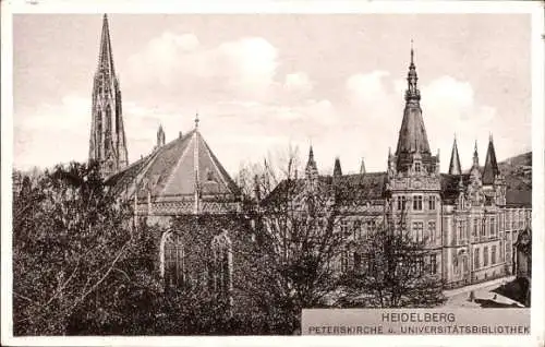 Ak Heidelberg am Neckar, Peterskirche, Universitätsbibliothek