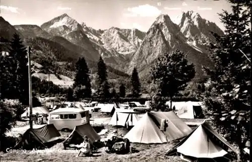 Ak Garmisch Partenkirchen in Oberbayern, Alpspitze, Campingplatz