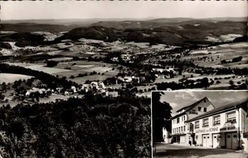 Ak Winterkasten Lindenfels Südhessen, Gasthaus zur Sonne, Panorama