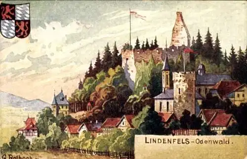 Ak Lindenfels im Odenwald, Burg, Wappen