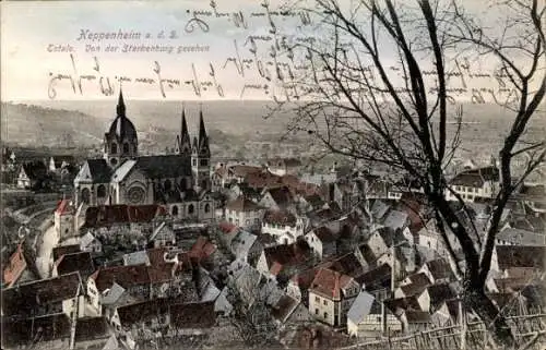 Ak Heppenheim an der Bergstraße, Totalansicht, Kirche, Blick von der Starkenburg