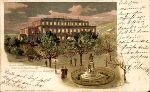 Litho Haardt Neustadt an der Weinstraße, Saalbau, Hetzeldenkmal