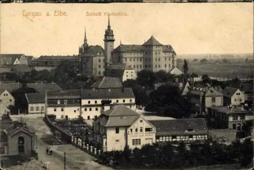 Ak Torgau an der Elbe, Schloss Hartenfels, Stadtansicht