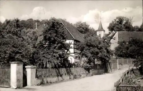 Ak Collm Wermsdorf in Sachsen, Dorfstraße, Kirchturm