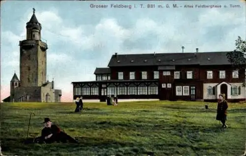 Ak Niederreifenberg Schmitten im Taunus, Großer Feldberg, Altes Feldberghaus und Turm